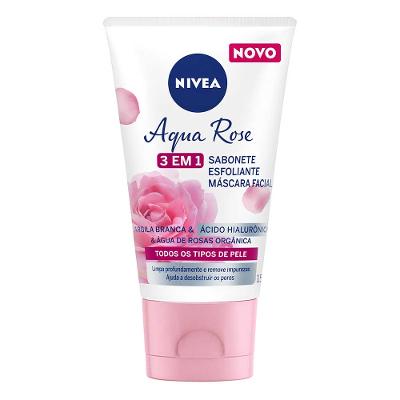 NIVEA Aqua Rose 3 em 1  - Sabonete, Esfoliante e Máscara Facial