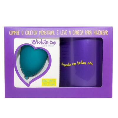 Kit Violeta Cup - Coletor Tipo B Verde + Caneca Higienizador