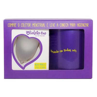 Kit Violeta Cup - Coletor Tipo B Transparente + Caneca Higienizador