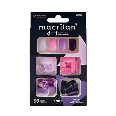 Macrilan Kit de Unhas Postiças Tamanho Médio 96 Peças - UK102