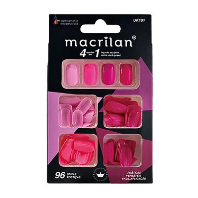 Macrilan Kit de Unhas Postiças Tamanho Médio 96 Peças - UK101