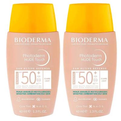 Bioderma Photoderm Nude Touch Kit com 2 Unidades – Protetor Solar com Cor FPS50+ - Claro 40ml