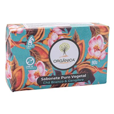 Sabonete Em Barra Vegetal Orgânica Chá Branco e Gengibre