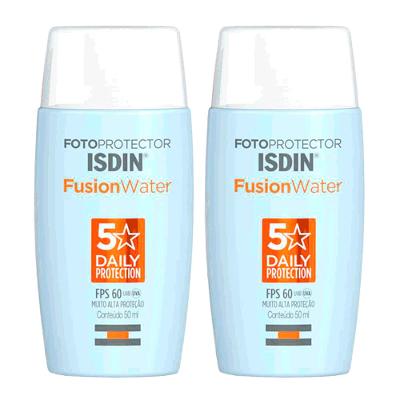 Isdin Fusion Water 5 Stars Kit com 2 Unidades – Protetor Solar Facial FPS60 – 50ml