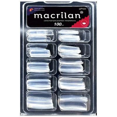 Macrilan Kit de Unhas Postiças Quadrada Transparente 100 Peças - UP103