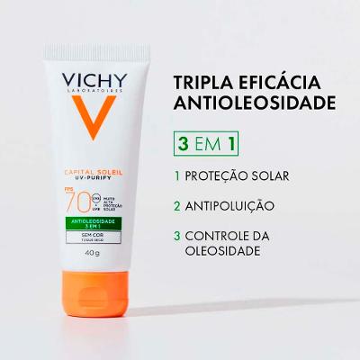 Vichy Idéal Soleil Purify Kit com 2 Unidades – Protetor Solar Facial FPS70 – 40g