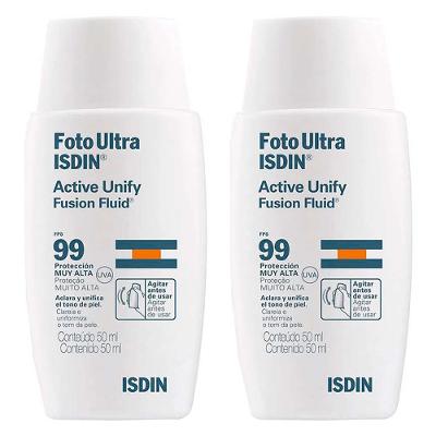 Isdin - FotoUltra Active Fluid FPS99 Kit Com 2 Clareadores Faciais Sem Cor