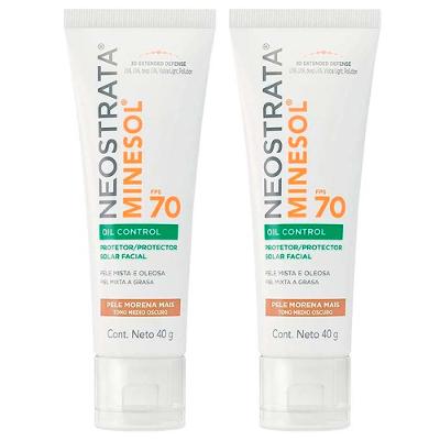 Neostrata Minesol Oil Control Kit com 2 Unidades – Protetor Solar Facial com Cor FPS70 – Morena Mais 40g
