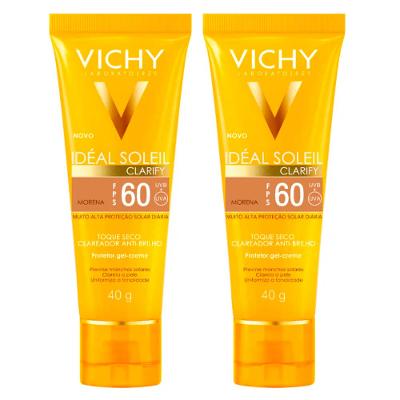 Vichy Idéal Soleil Clarify Kit com 2 Unidades – Protetor Solar Facial com Cor FPS60 - Morena
