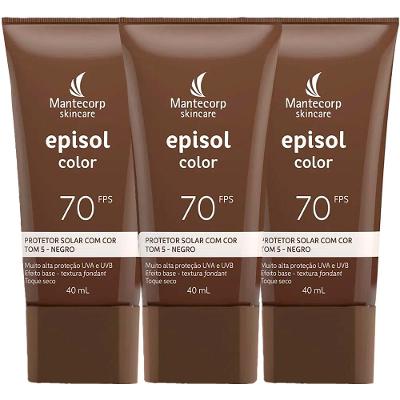 Mantecorp Skincare Episol Kit com 3 Unidades – Protetor Solar com Cor FPS70 – Negro 40ml