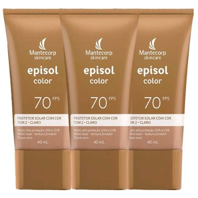 Mantecorp Skincare Episol Kit com 3 Unidades – Protetor Solar com Cor FPS70 – Clara 40ml