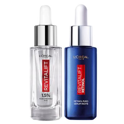 L’Oréal Paris Kit – Sérum Preenchedor Facial Anti-Idade Revitalift Hialurônico 30ml + Sérum Facial Antirrugas Noturno Revitalift Retinol 30ml