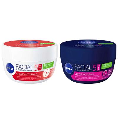 NIVEA Kit – Creme Hidratante Facial Antissinais 100g + Noturno 100g