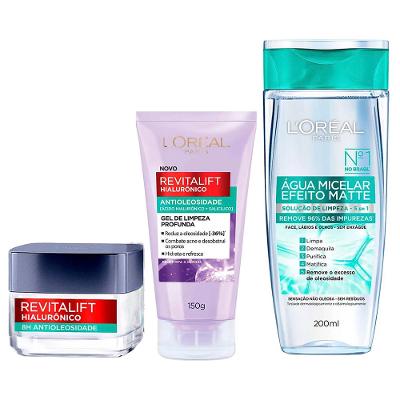 L'Oréal Paris Limpeza Kit - Água Micelar + Gel Creme Facial + Gel de Limpeza