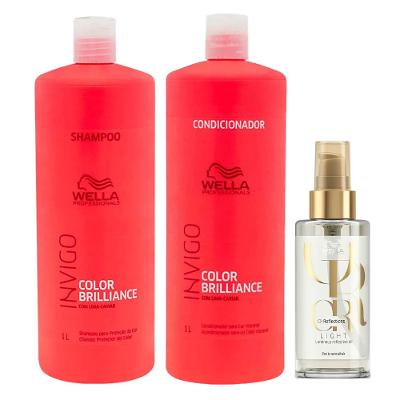 Wella Professionals Invigo Color Brilliance Kit – Shampoo + Condicionador + Óleo Light