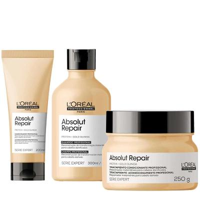 L'oréal Professionnel Absolut Repair Gold Quinoa + Protein Kit – Shampoo + Condicionador + Máscara