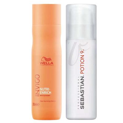 Wella Professionals Kit Invigo Nutri-Enrich Shampoo + Sebastian Potion 9 Creme Gel