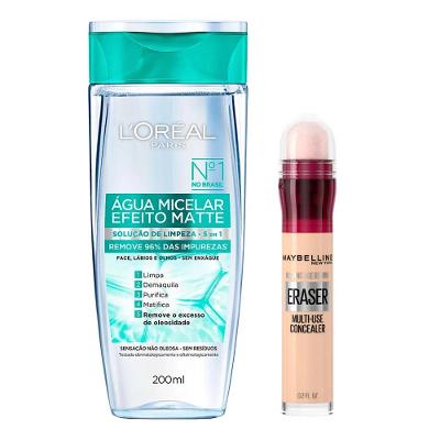 L’Oréal Paris + Maybelline Kit - Água Micelar Efeito Matte + Corretivo Líquido Ivory