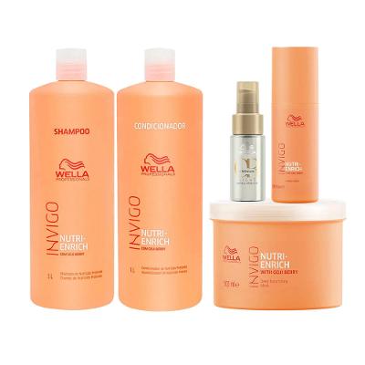 Wella Professionals Invigo Nutri-Enrich Kit – Shampoo + Condicionador + Máscara + Leave-In + Óleo Capilar Light
