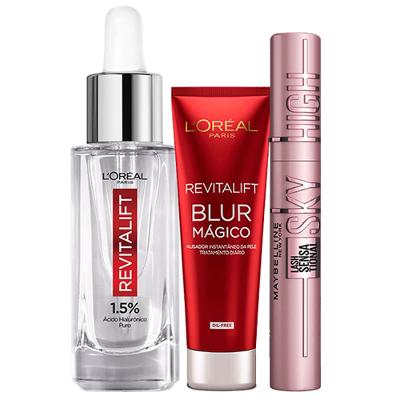 L’Oréal Paris + Maybelline Kit - Sérum Preenchedor 30ml + Primer Blur Mágico + Máscara de Cílios Lash Sensational Sky High