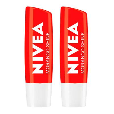 NIVEA Kit com 2 Unidades – Hidratante Labial Morango Shine 4,8g