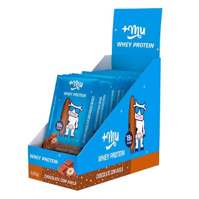 Display Whey Concentrado Mais Mu Chocolate com Avelã