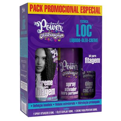 Soul Power Técnica Loc Kit - Creme Para Fitagem + Óleo Capilar + Spray Fixador