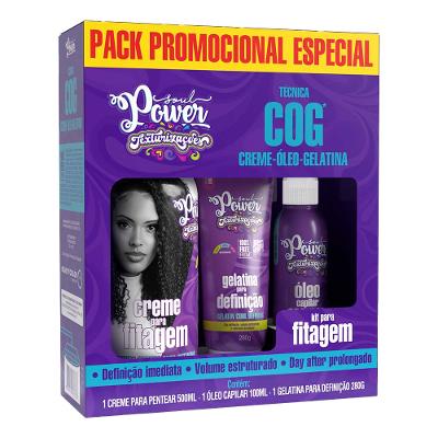 Soul Power Técnica Cog Kit - Creme Para Fitagem + Óleo Capilar  + Gelatina