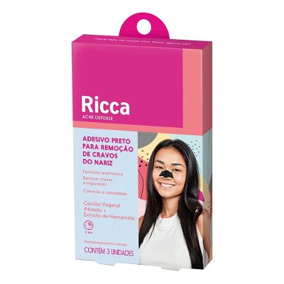 Adesivo Para Remoção de Cravos do Nariz Ricca - Faixa Preta Contra os Cravos