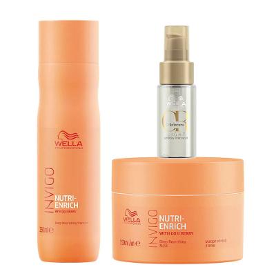 Wella Professionals Invigo Nutri-Enrich Kit – Shampoo + Máscara + Óleo Capilar Light