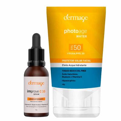 Dermage Kit - Protetor Solar Facial + Sérum Antioxidante para Rejuvenescimento Facial