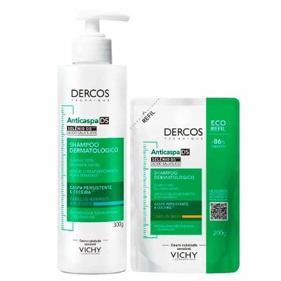 Vichy Dercos Anticaspa DS Kit – Shampoo para Cabelos Secos Refil + Shampoo para Cabelos Normais a Oleosos