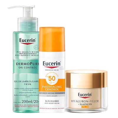 Eucerin Kit - Gel de Limpeza + Creme Facial Anti-idade + Protetor Solar Facial