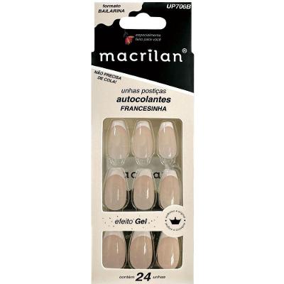 Unhas Postiças Macrilan Autocolantes Tamanho Médio Formato Bailarina