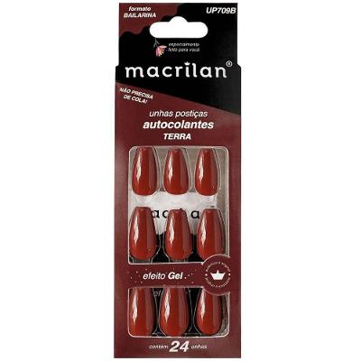 Unhas Postiças Macrilan Autocolantes Tamanho Médio Formato Bailarina