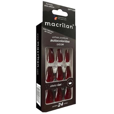 Unhas Postiças Macrilan Autocolantes Tamanho Médio Formato Bailarina