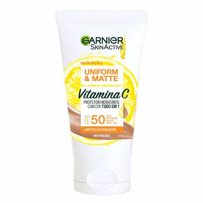 Protetor Solar Facial Hidratante Garnier Skin - Uniform & Matte Vitamina C FPS 50