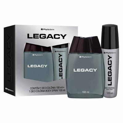 Legacy Phytoderm Kit Perfume Masculino Deo Colônia + Body Spray