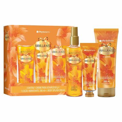Vanilla Kiss Phytoderm Body Splash Kit Perfume Feminino Loção Hidratante Creme Para As Mãos