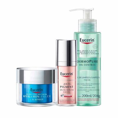 Eucerin Kit - Gel de Limpeza + Sérum Facial + Gel Facial para Rotina de Cuidado Específico Dia e Noite