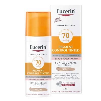 Protetor Solar com Cor Eucerin Sun Pigment Control Creme Facial Tinted FPS70 50ml