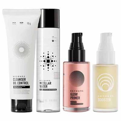 Beyoung Kit - Micelar + Booster + Primer Rose + Gel Cleanser para Rejuvenescimento Facial