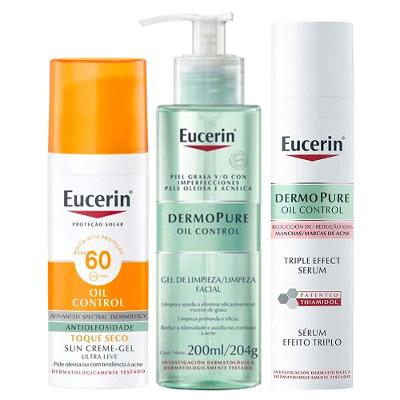 Eucerin DermoPure Oil Control Kit - Protetor Solar Facial  + Gel de Limpeza + Sérum para Pele Mista à Oleosa