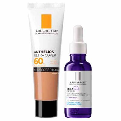 La Roche-Posay Kit - Protetor Solar Facial com Cor 4.0 + Sérum Facial Mela B3 para Redução de Marcas