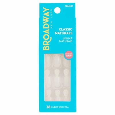 Unhas Naturais Kiss NY Broadway Quadrado Curto Com Aba