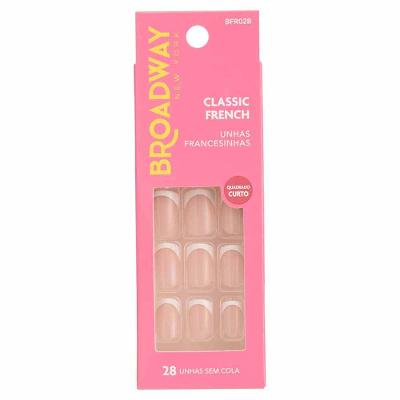 Unhas Francesinhas Kiss NY Broadway Quadrado Curto