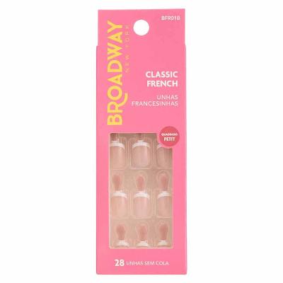 Unhas Francesinhas Kiss NY Broadway Quadrado Petit com Aba