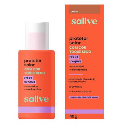 Protetor Solar Facial com Cor Sallve Toque Seco FPS60