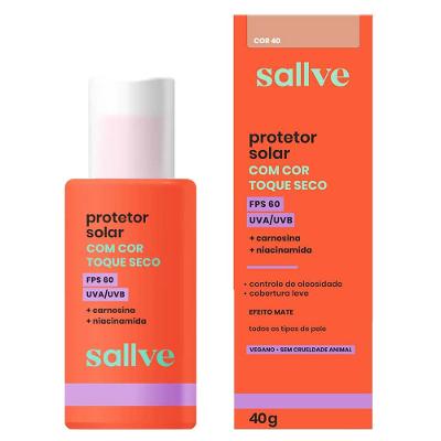 Protetor Solar Facial com Cor Sallve Toque Seco FPS60