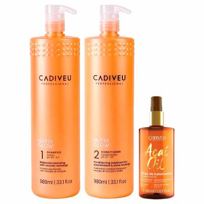 Cadiveu Professional Nutri Glow Kit – Shampoo + Condicionador + Açaí Oil Tratamento Reconstrutor